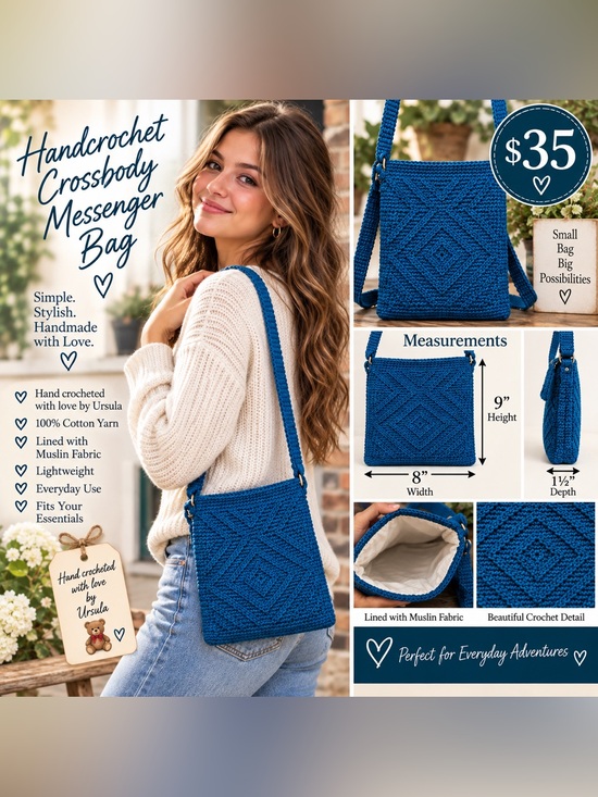 Hand Crafted Handbags - Cross body messenger bag.